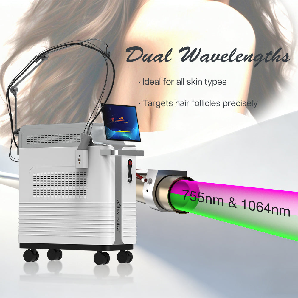 Alexpulse Dual Wavelength 1064 Long Pulse 755Nm Alexandrite Laser Hair Removal Machine
